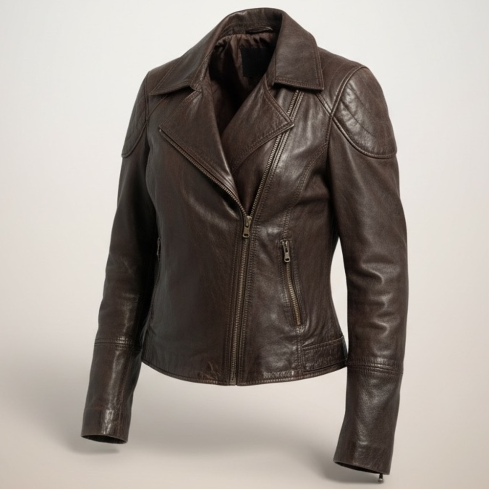 Black Rivet Dark Brown Leather Jacket